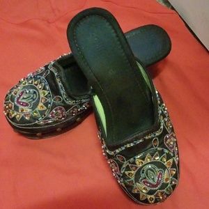 Brown Jeweled Clogs